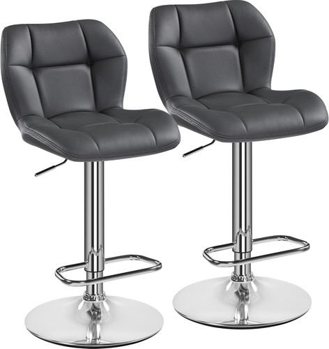 Grey leather bar - grey, stools