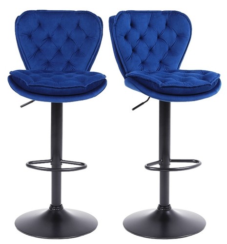 Plush blue velvet bar stools - blue,