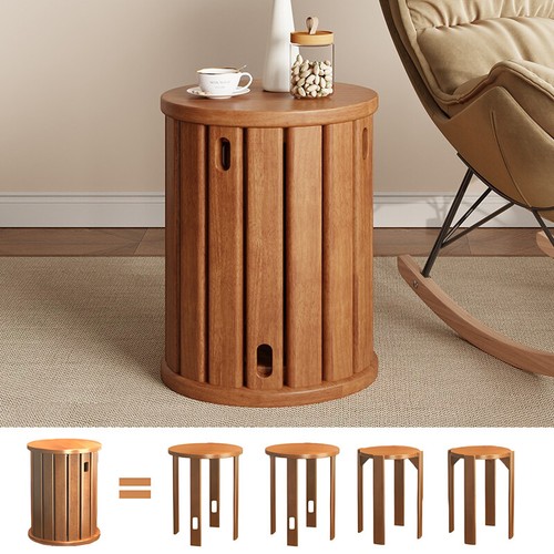 Round wood stools - 1,
