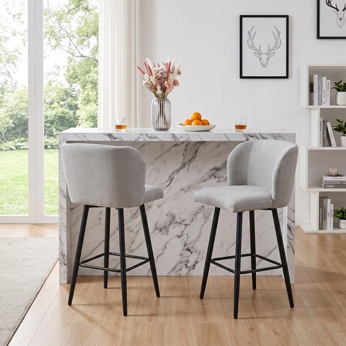 2pcs grey chenille bar stools - 2pcs,