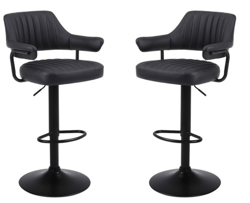 Plush black bar stools - 2,