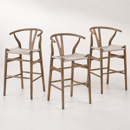 Grey wishbone bar stools - 4x,