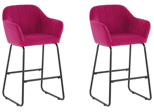 Pink velvet bar stools - bar,
