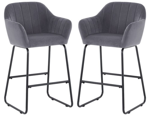 Grey velvet fixed - height, bar