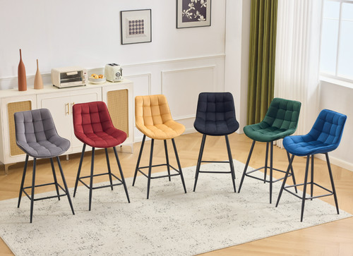 Velvet designer bar stools - 2x,